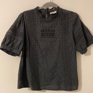 Black Lace Detail Blouse
